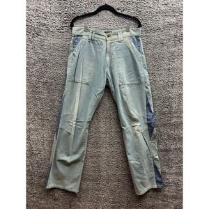 Vintage Energie By Miss Sixty Pinstripe Baggy Denim Jeans Blue Mens Size 32 x 33